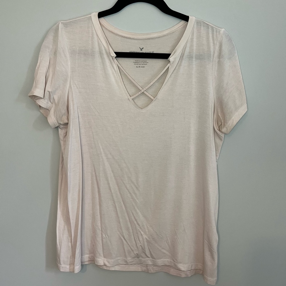 American Eagle light pink tee - small